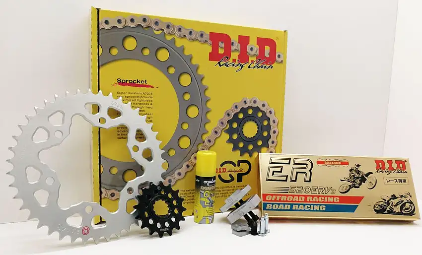 Kit trasmissione DID RACING per Cagiva Mito 125 EV 00-04 ( Catena DID 415 ER 144 maglie - Pignone 17 - Corona 48 - Passo 415)