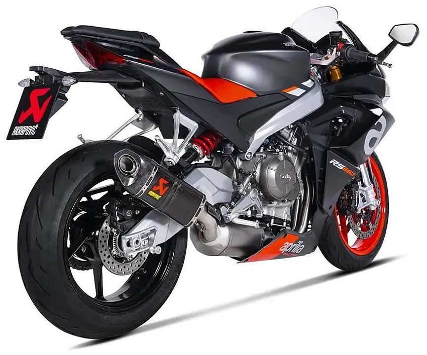 Scarico completo Akrapovic Racing omologato Euro 5 con collettori in acciaio inox e terminale in carbonio per Aprilia RS 660 21-24
