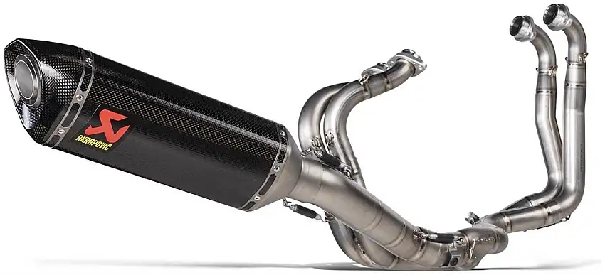 Scarico completo Akrapovic Evolution non omologato con collettori in titanio e terminale in carbonio per Aprilia Tuono V4 1100 21-24
