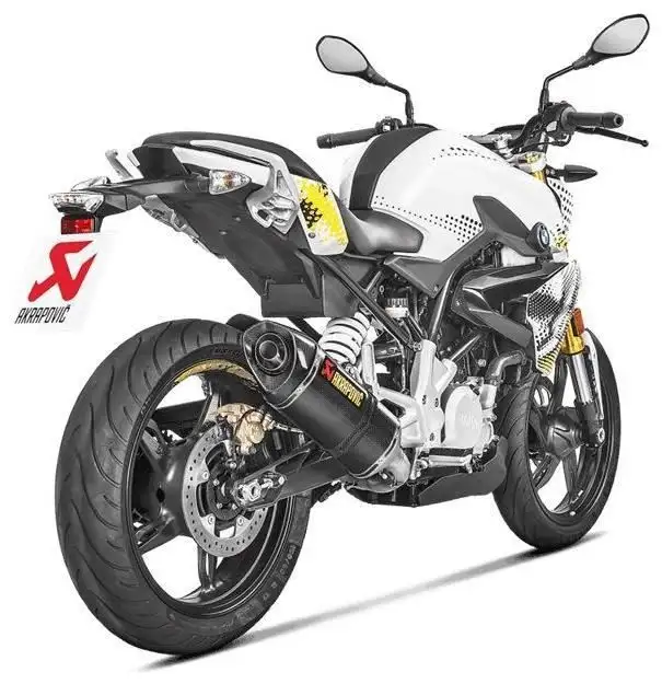Scarico completo Akrapovic Racing non omologato con collettori in acciaio e terminale in carbonio per BMW G 310 R 17-24