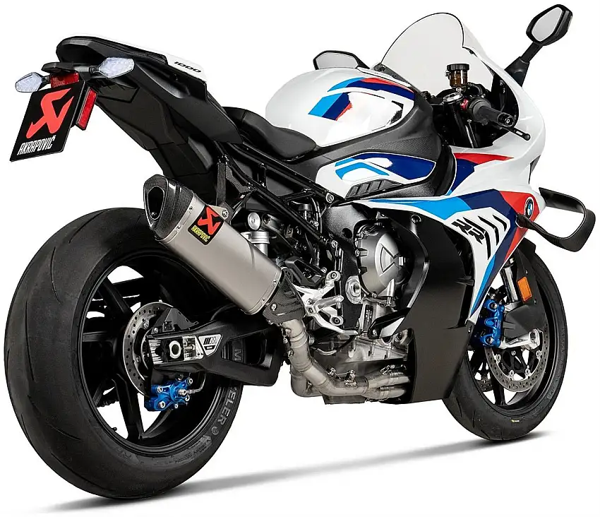 Scarico completo Akrapovic Evolution non omologato con collettori in titanio e terminale in titanio con fondello in carbonio per BMW M 1000 RR 2025