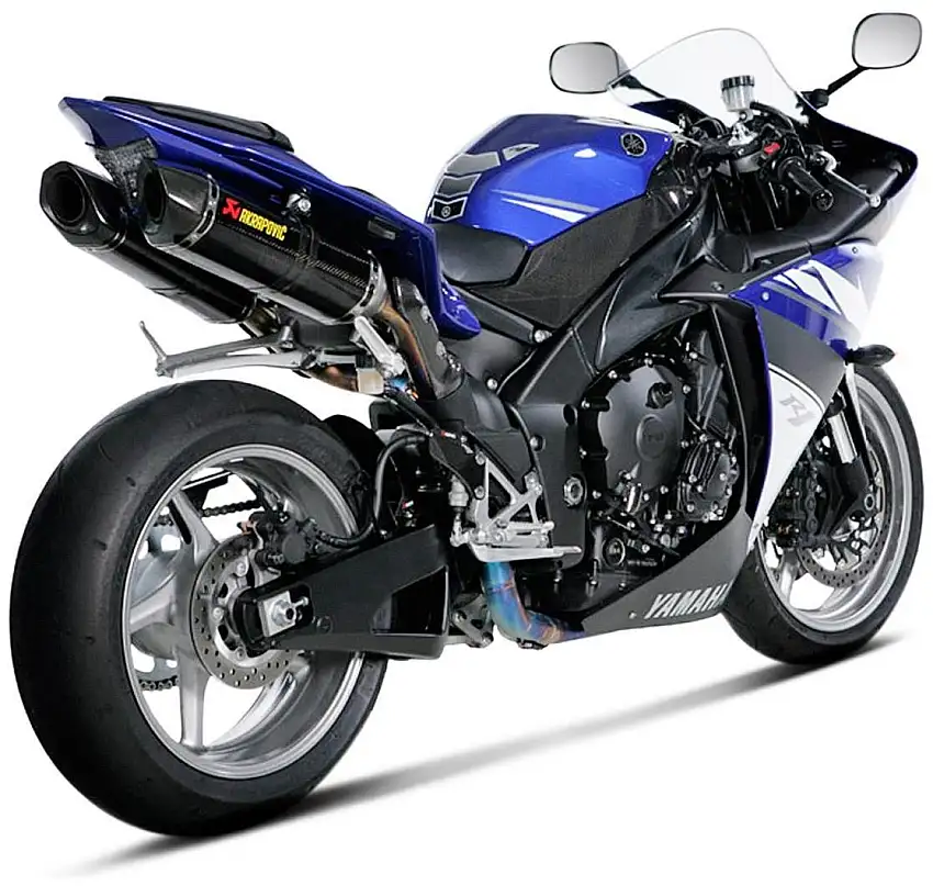 Scarico completo Akrapovic Evolution non omologato con collettori in titanio e terminali in carbonio per Yamaha R1 09-14