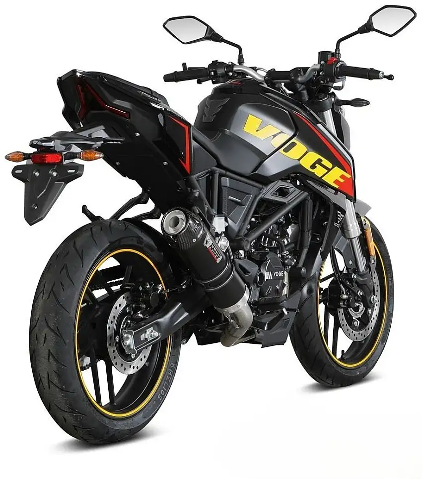 Scarico completo alto Mivv GP omologato inox nero con fondello in carbonio per Voge Brivido 125 R 23-24