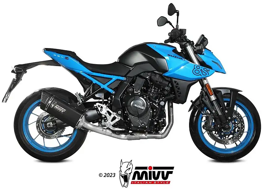 Scarico completo alto Mivv SR-1 omologato inox nero per Suzuki GSX-8S 22-24