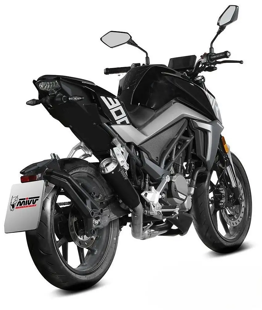 Scarico completo alto Mivv X-M1 omologato inox nero per CFMoto 300 NK 21-24