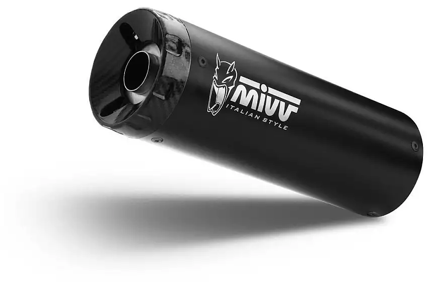 Scarico completo Mivv HR-1 non omologato inox nero con fondello in carbonio per Kawasaki Vulcan 650 S 17-23