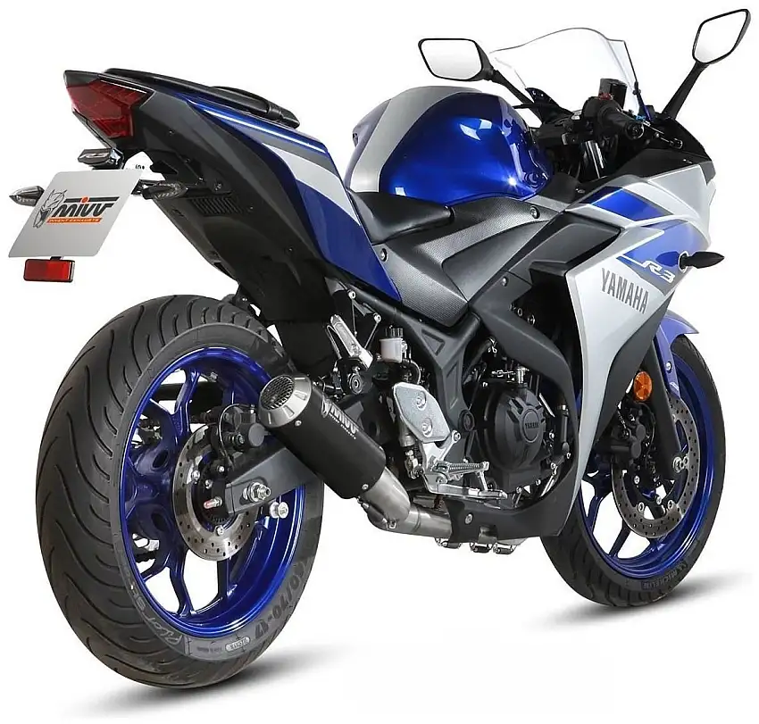 Scarico completo Mivv MK3 non omologato inox nero per Yamaha R3 15-24