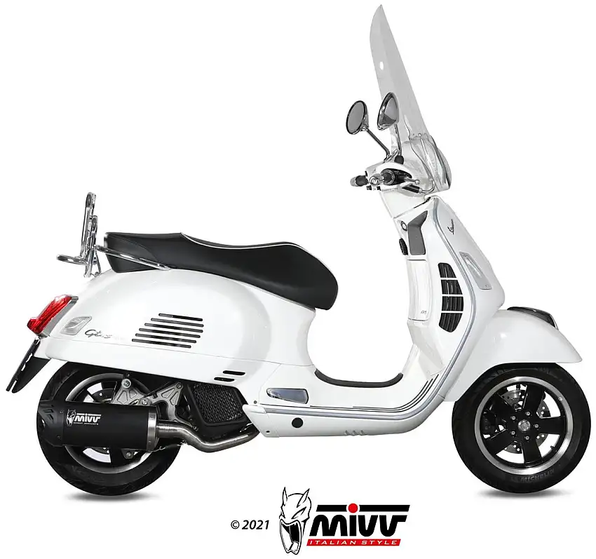 Scarico completo Mivv MOVER omologato inox nero per Piaggio Vespa GTS 125 17-18