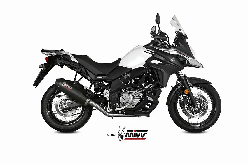 Scarico completo Mivv OVAL omologato carbonio con fondello in carbonio per Suzuki V-Strom 650 17-24