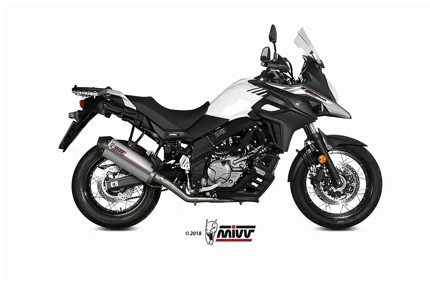 Scarico completo Mivv OVAL omologato titanio con fondello in carbonio per Suzuki V-Strom 650 17-24