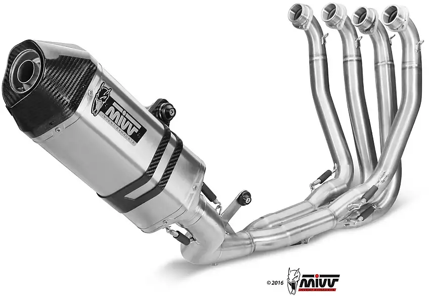 Scarico completo Mivv SPEED EDGE non omologato inox con fondello in carbonio per Kawasaki ZX-10R 11-15