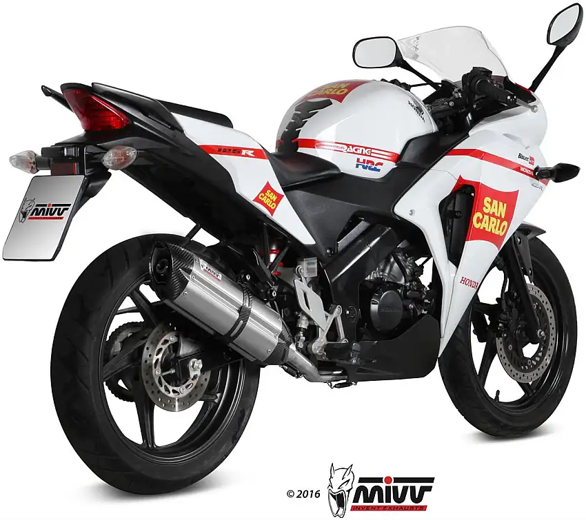 Scarico completo Mivv SUONO omologato inox con fondello in carbonio per Honda CBR 125 R 11-16