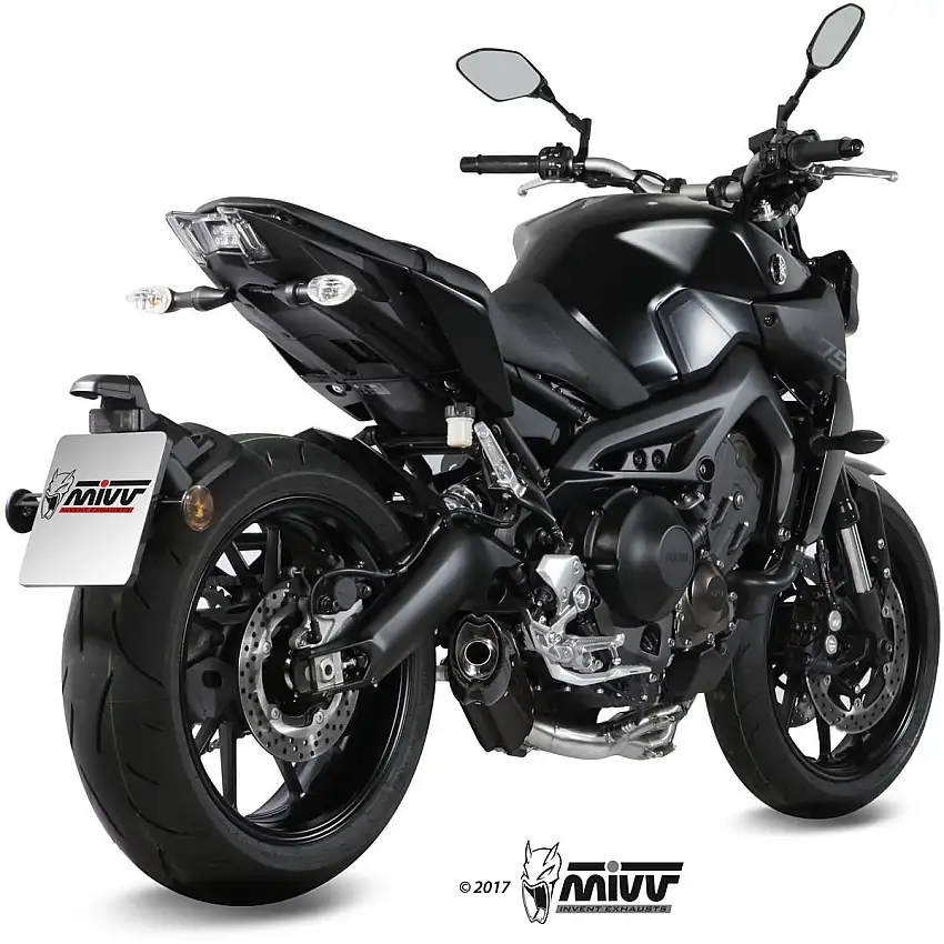Scarico completo Mivv SUONO omologato inox nero con fondello in carbonio per Yamaha MT-09 13-20