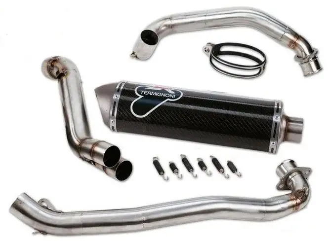 Scarico completo Termignoni non omologato passaggio alto con terminale singolo in carbonio per Ducati Hypermotard 796 2012