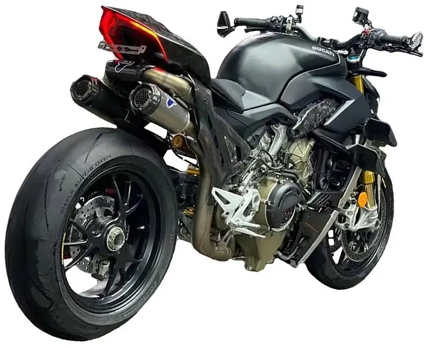 Scarico completo Termignoni non omologato con collettori in titanio e terminale in titanio con fondello in carbonio per Ducati Streetfighter V4 S 20-24