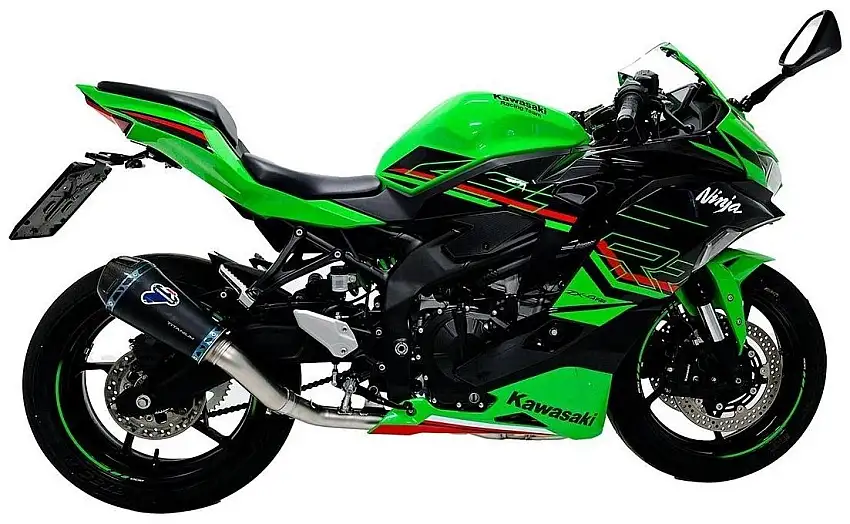 Scarico completo Termignoni non omologato con collettori in acciaio inox e terminale in titanio nero per Kawasaki ZX-4RR 24-25