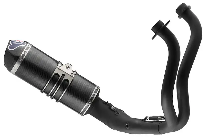 Scarico completo Termignoni omologato Euro 4 con collettori in acciaio inox black e terminale in carbonio per Yamaha MT-07 Tracer 700 16-19