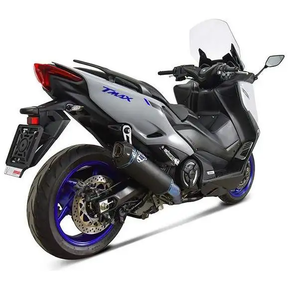 Scarico completo Termignoni non omologato con collettori in acciaio inox black e terminale in titanio nero con fondello in carbonio per Yamaha T-Max 530 17-19