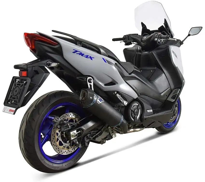 Scarico completo Termignoni non omologato con collettori in acciaio inox e terminale in titanio nero con fondello in carbonio per Yamaha T-Max 530 17-19