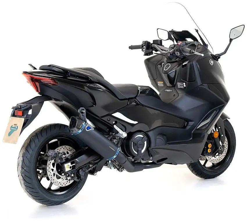 Scarico completo Termignoni omologato con collettori in titanio inox black e terminale in titanio nero con fondello in carbonio per Yamaha T-Max 560 20-24
