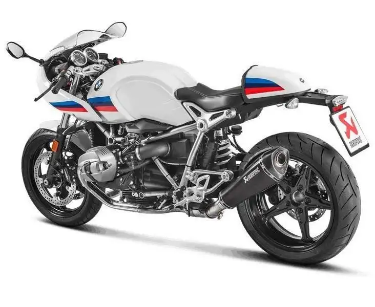 Terminale di scarico Akrapovic omologato Euro 4 in titanio foderato nero con fondello in carbonio per BMW R nine T Racer 17-22
