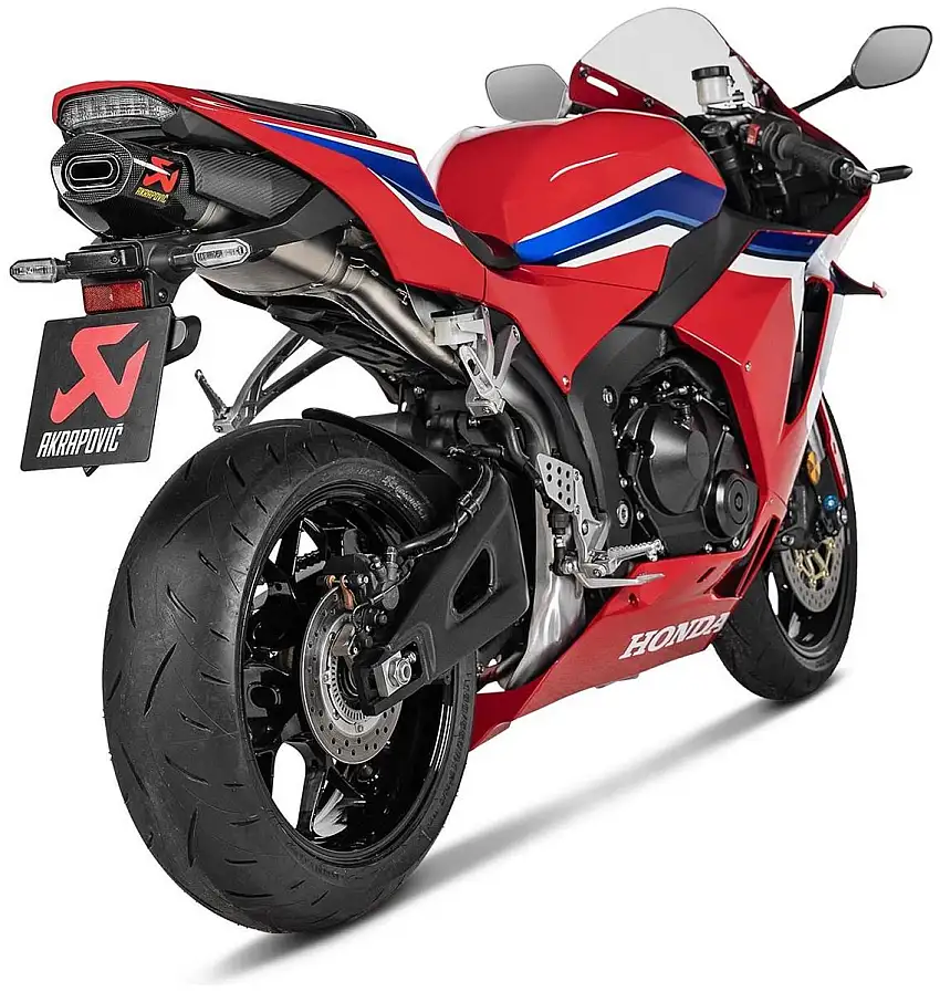 Terminale di scarico Akrapovic omologato Euro 5+ in titanio con fondello in carbonio per Honda CBR 600 RR 13-25