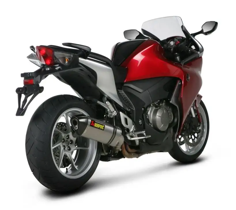 Terminale di scarico Akrapovic omologato in titanio con fondello in carbonio per Honda VFR 1200 10-15 (con valvola)