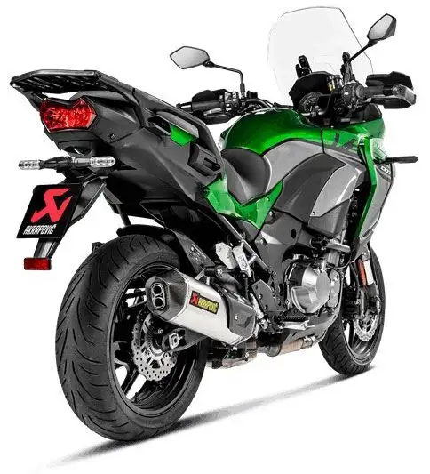 Terminale di scarico Akrapovic omologato in titanio con fondello in carbonio per Kawasaki Versys 1000 19-23