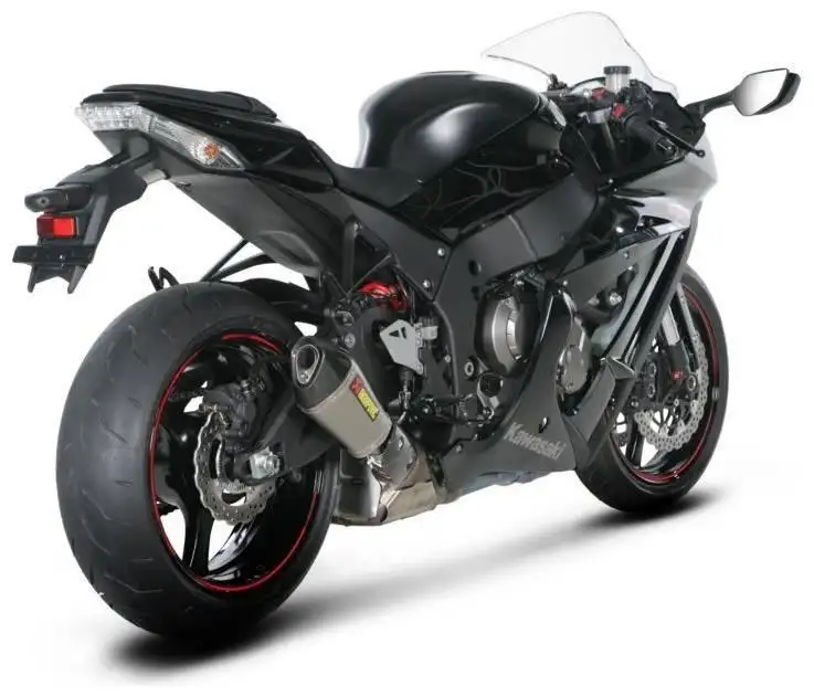 Terminale di scarico Akrapovic omologato in titanio con fondello in carbonio per Kawasaki ZX-10R 11-15