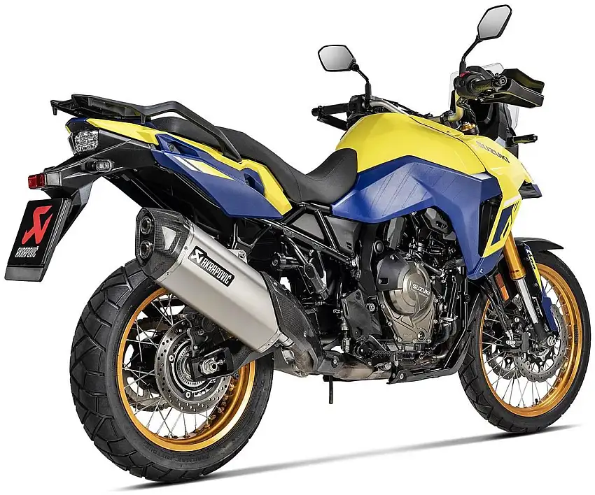 Terminale di scarico Akrapovic omologato in titanio con fondello in carbonio per Suzuki V-Strom 800 22-24