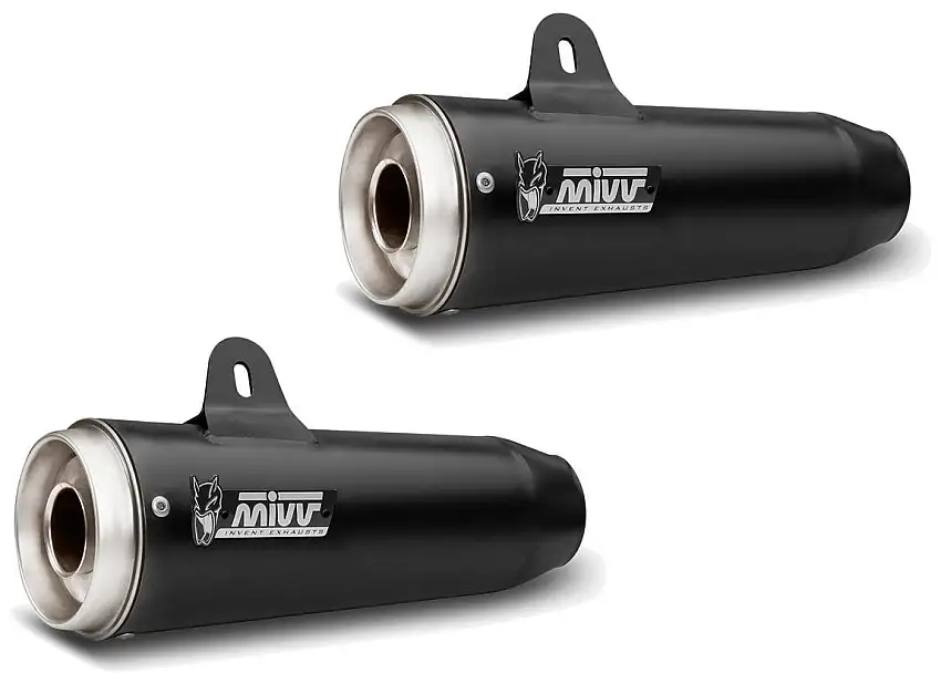 Terminali di scarico Mivv GHIBLI non omologati inox nero per Moto Guzzi V9 Bobber 16-20 (COPPIA)