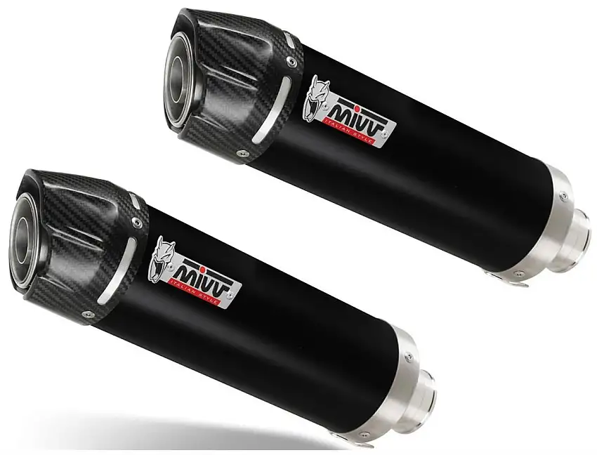 Terminali di scarico Mivv GP omologati inox nero con fondello in carbonio per Kawasaki Z 1000 03-06 (COPPIA)