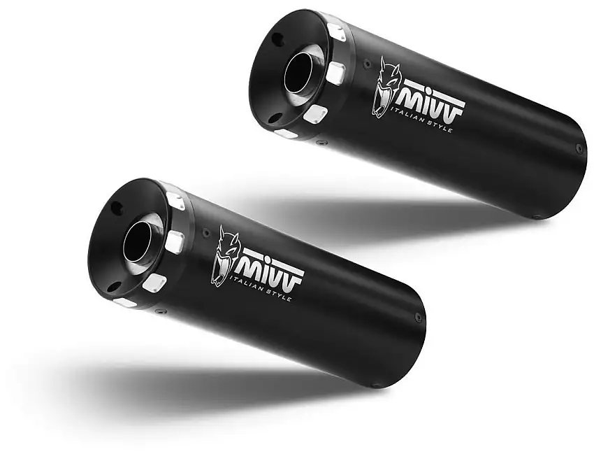 Terminali di scarico Mivv HR-1 omologati inox nero per Moto Guzzi V7 Stone 850 21-24 (COPPIA)