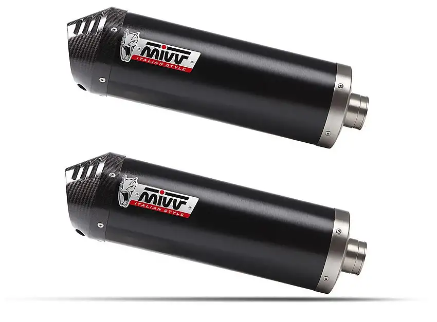 Terminali di scarico Mivv OVAL omologati inox nero con fondello in carbonio per Kawasaki ZZR 1400 08-11 (COPPIA)