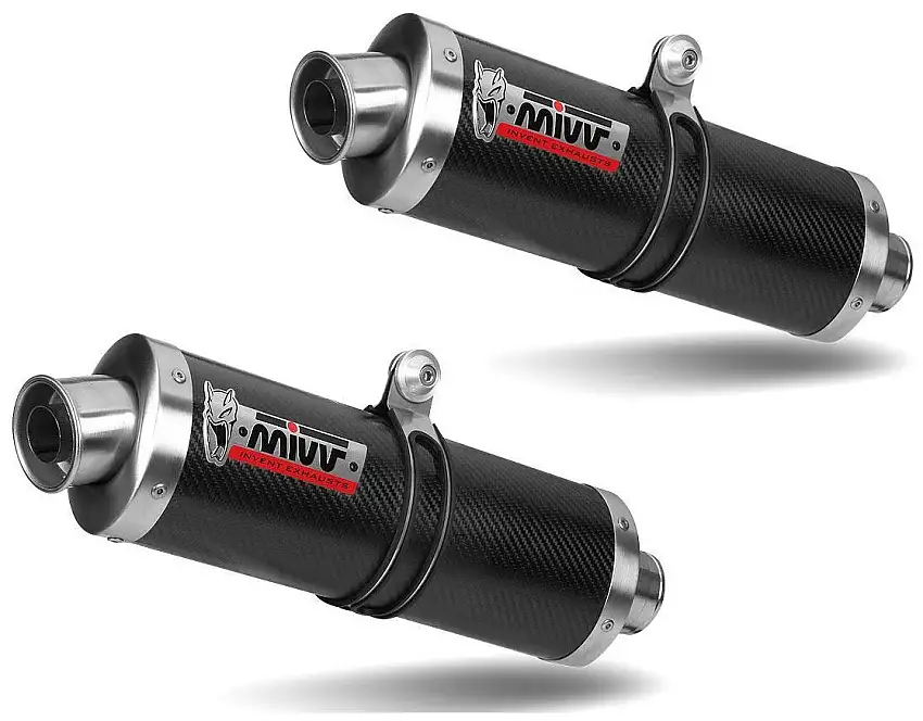 Terminali di scarico Mivv OVAL omologati carbonio per Suzuki V-Strom 1000 02-13 (COPPIA)