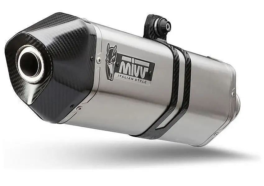 Terminale di scarico Mivv SPEED EDGE omologato inox con fondello in carbonio per KTM 790 Adventure R 19-25