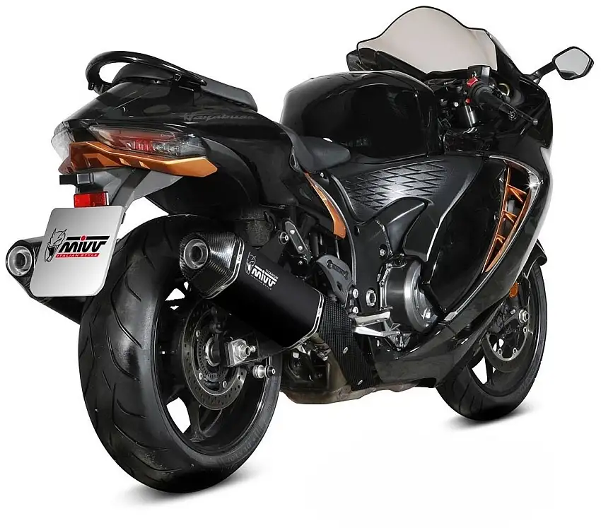 Terminali di scarico Mivv SPEED EDGE omologati Titanio nero per Suzuki GSX-R 1300 Hayabusa 21-25 (COPPIA)