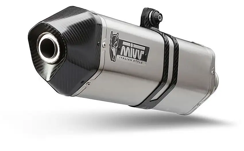 Terminale di scarico Mivv SPEED EDGE omologato inox con fondello in carbonio per Triumph Tiger 900 GT 21-23
