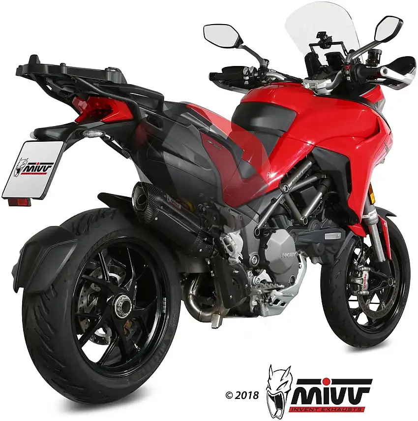 Terminale di scarico Mivv SUONO non omologato inox nero con fondello in carbonio per Ducati Multistrada 1200 15-17