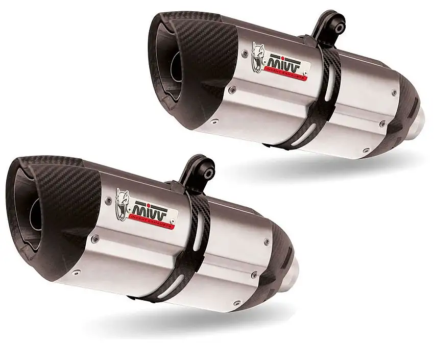 Terminali di scarico Mivv SUONO omologati inox con fondello in carbonio per Kawasaki Z 1000 SX 14-19 (COPPIA)