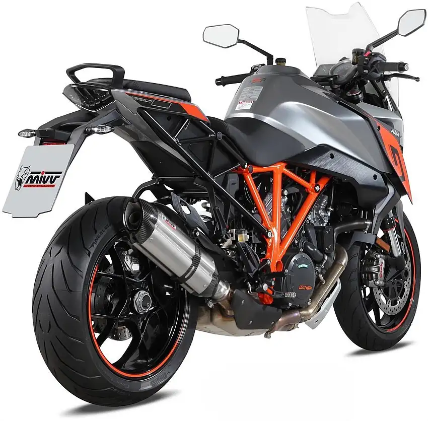 Terminale di scarico Mivv SUONO omologato inox con fondello in carbonio per KTM 1290 Super Duke GT 16-24
