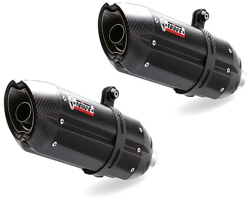 Terminali di scarico Mivv SUONO omologati inox nero con fondello in carbonio per Triumph Speed Triple 1050 RS 11-15 (COPPIA)