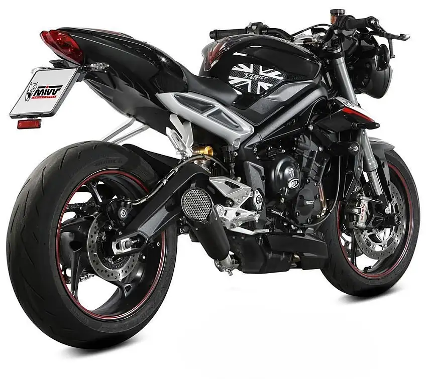 Terminale di scarico Mivv X-M5 non omologato inox nero per Triumph Street Triple 765 RS 17-22