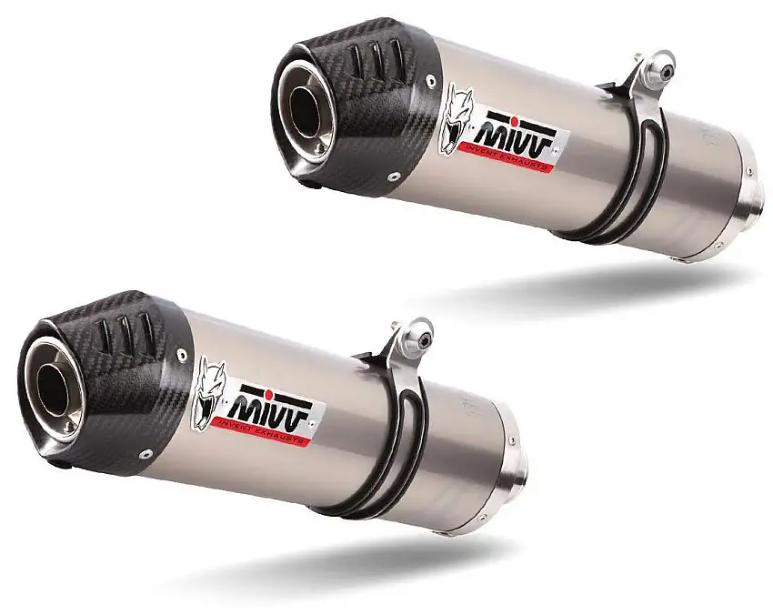 Terminali di scarico sottocoda Mivv OVAL omologati titanio con fondello in carbonio per Ducati 1198 09-12 (COPPIA)