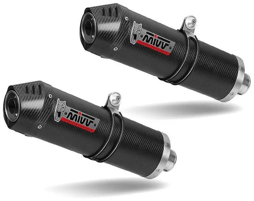 Terminali di scarico sottocoda Mivv OVAL omologati carbonio con fondello in carbonio per Yamaha FZ6 Naked S2 07-10 (COPPIA)