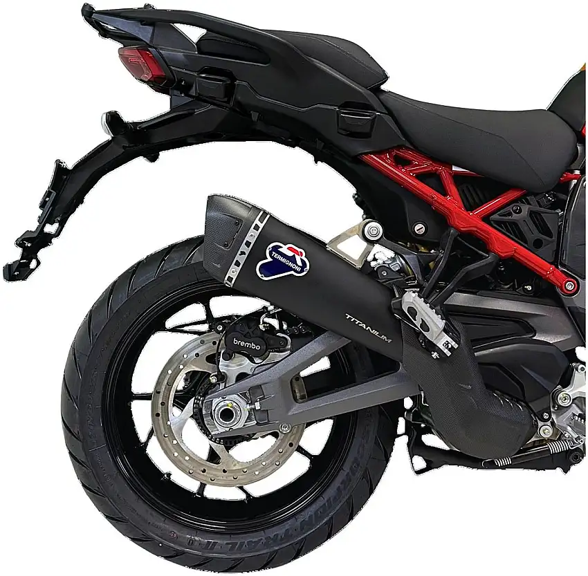 Terminale di scarico Termignoni omologato Euro 5+ in titanio nero con fondello in carbonio per Ducati Multistrada V4 2025