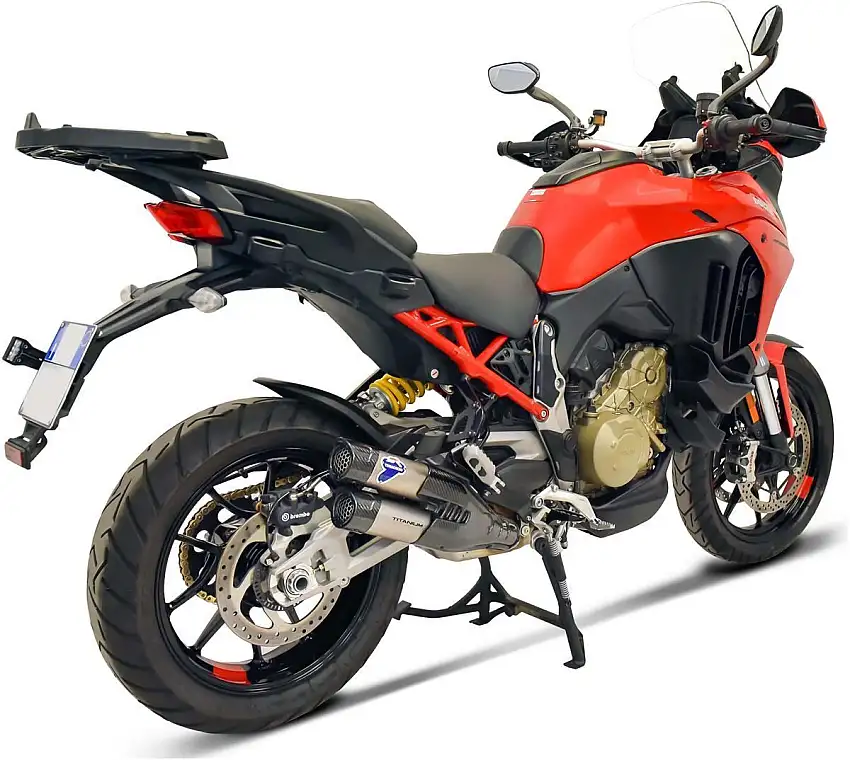 Terminale di scarico Termignoni omologato Euro 5 in acciaio con fondello in carbonio per Ducati Multistrada V4 21-22