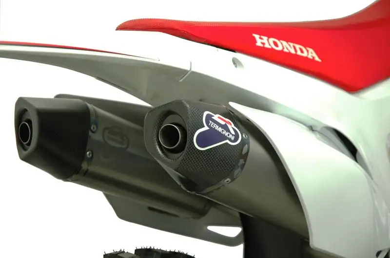 Terminali di scarico Termignoni non omologati in acciaio inox con fondello in carbonio per Honda CRF 450 R 15-16 (Coppia)