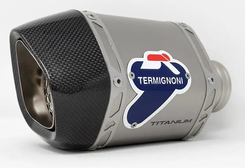 Terminale di scarico Termignoni non omologato in titanio con fondello in carbonio corto per Kawasaki Ninja 400 18-20