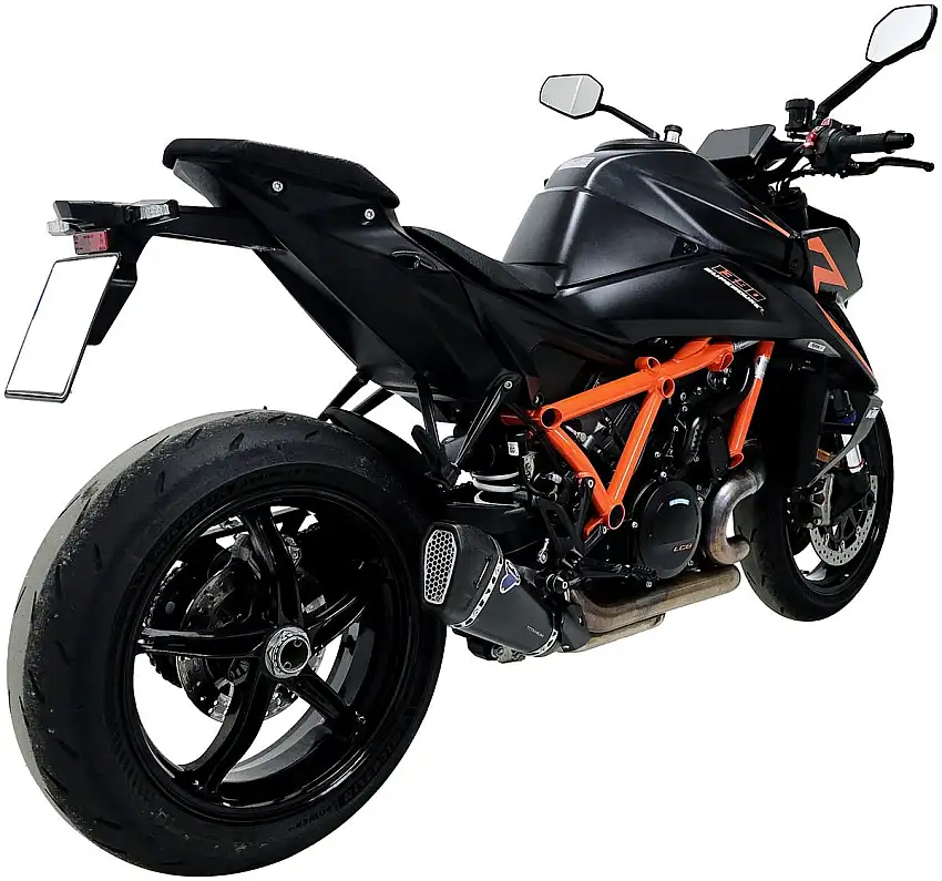 Terminale di scarico Termignoni omologato Euro 5+ in titanio nero con fondello in carbonio per KTM 1390 Super Duke R 24-25